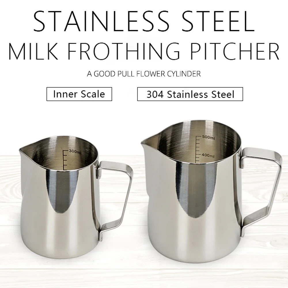 Espresso Coffee Milk Frothing Pitcher Stainless Steel Measurement Inside Steaming Jug Barista Latte Art Frother Cup 350/600Ml