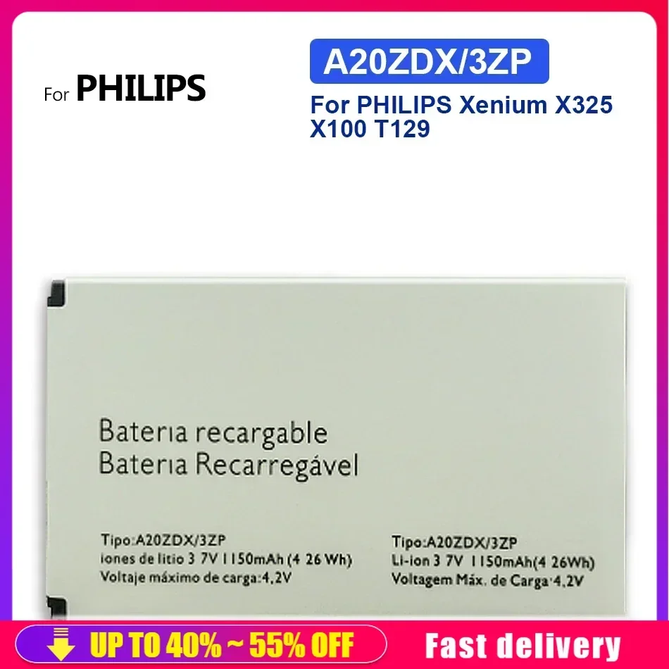 Long-Life Rechargeable Mobile Phone Batteries A20ZDX/3ZP For PHILIPS Xenium X325 X100 T129 Portable Battery
