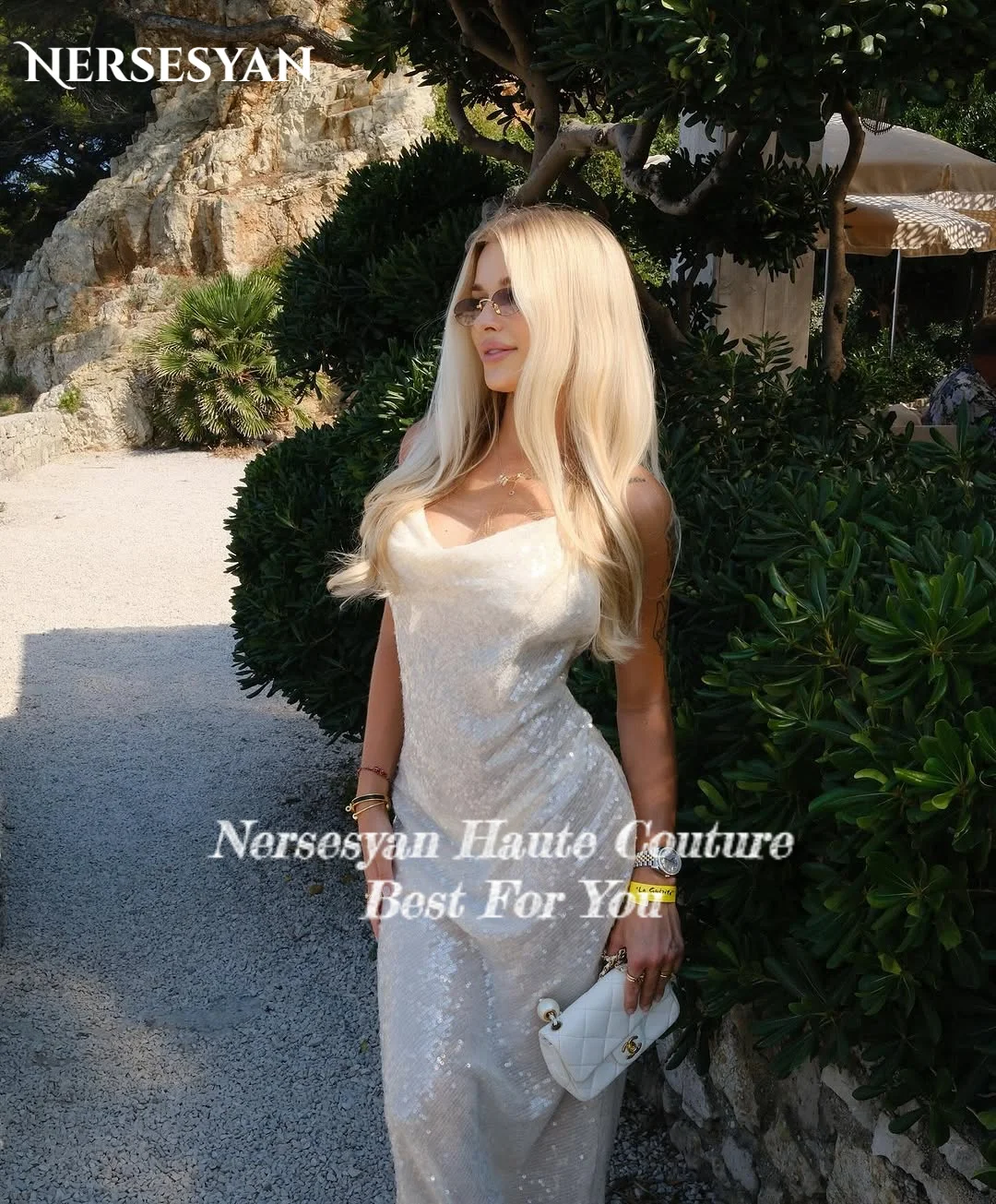 Nersesyan Glitter Mermaid Robes de soirée formelles de luxe Paillettes Col en V Robes de soirée scintillantes пла Heiе ж Salah Ramonе Disfruteч Hei Khuе Personnalisé