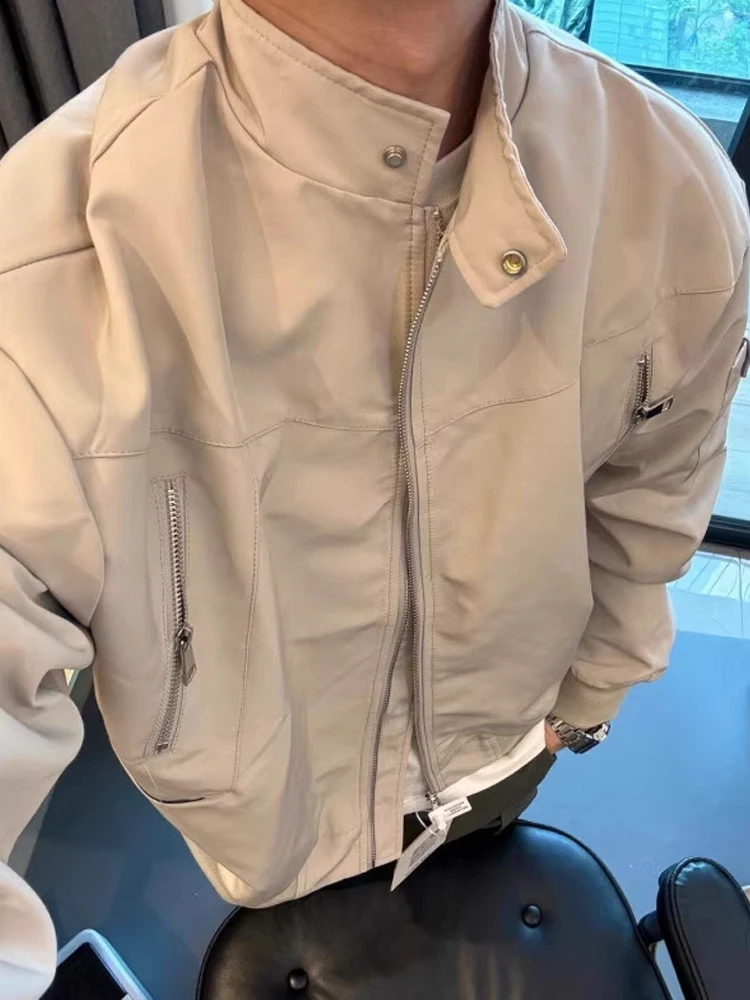 

American High Street ort Stand Collar Men's Jaet Autumn Versatile Casual High-End Feeling Baseball Sle Flight Workwear ...