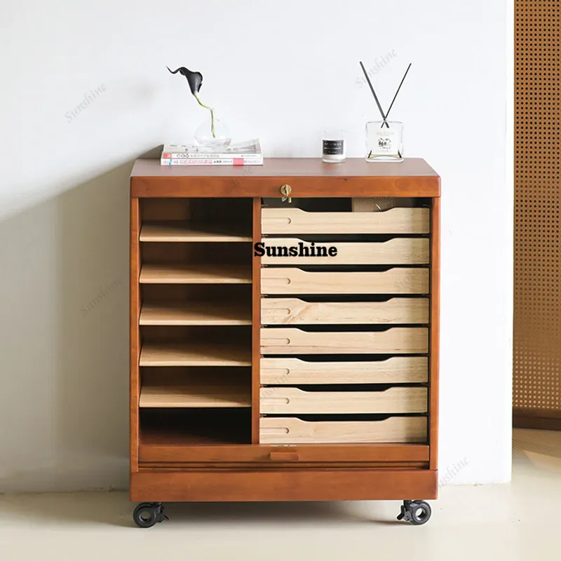 

Solid wood dining side cabinet, medieval tea cabinet, multi-drawer locker