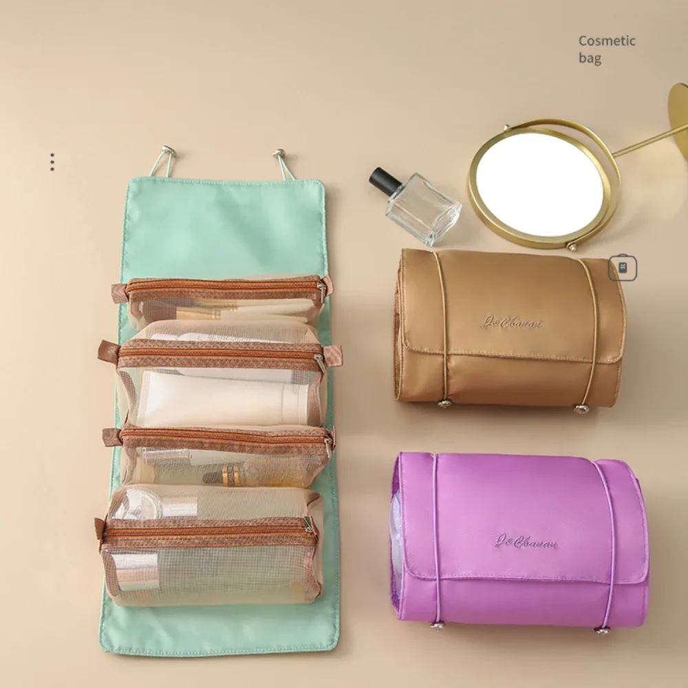 Sacs à cosmétiques de grande capacité pour femmes, poignées portables de voyage, trousse de maquillage amovible, trousse de toilette, sacs de rangement pour évaluation et lavage, 4 en 1, 2023