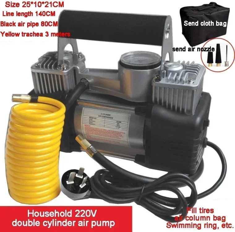 For 12V/220V Air Compressor Car Air Pump Portable Tyre Inflator Electric Motorcycle Pump  Small Vehicle Air Compressor