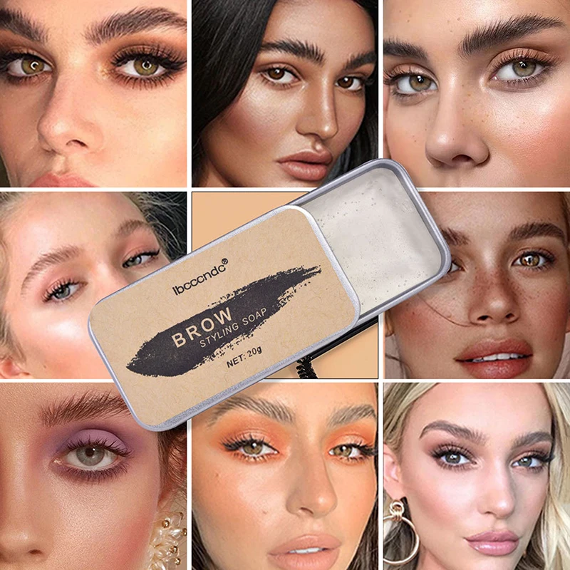 Pomada transparente Natural para estilismo de cejas, jabón para cejas, fijador de cera en Gel con cepillo de maquillaje para mujeres, cosméticos para cejas, 1 Uds.