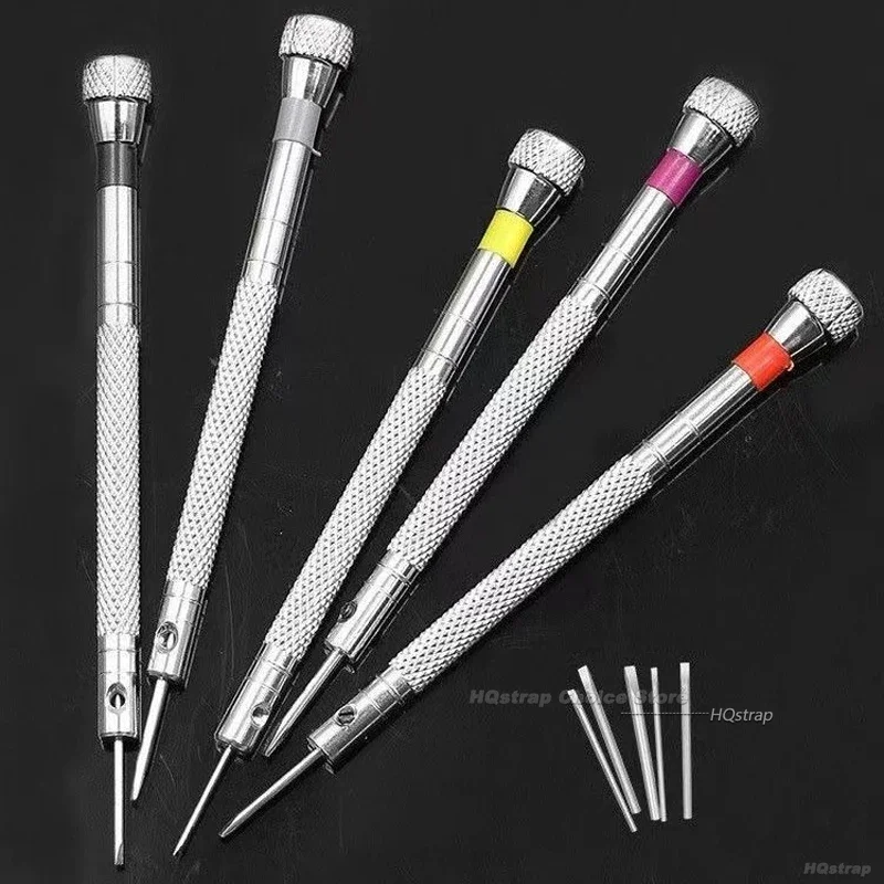 أدوات الساعة المحمولة 5 قطعة/المجموعة 0.8-1.6 مللي متر مفك البراغي الصلب لإزالة الفرقة إصلاح الساعة مع دبابيس ربط صغيرة أدوات الساعاتي