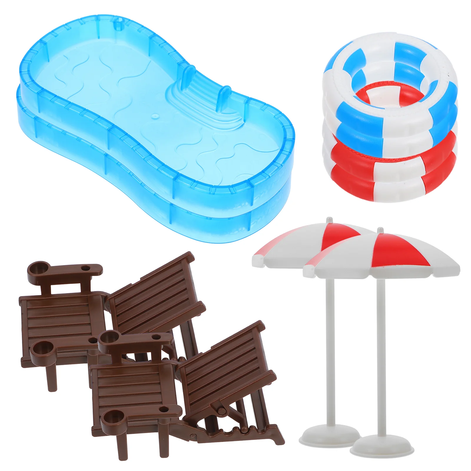 

2 Sets House Beach Chair Miniature Garden Decor Furniture Model Toy Room Ornament Kids Plastic Swim Pool Reduced Version