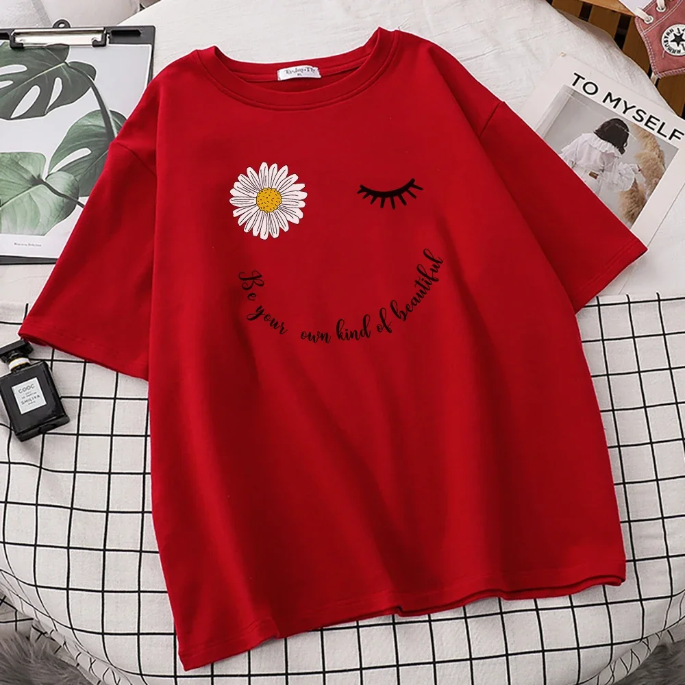 Print Woman T Shirt Chrysanthemum Expression Fashion Comfortable Clothing Aesthetic Pattern T Shirt Loose Home T Shirt Women'S