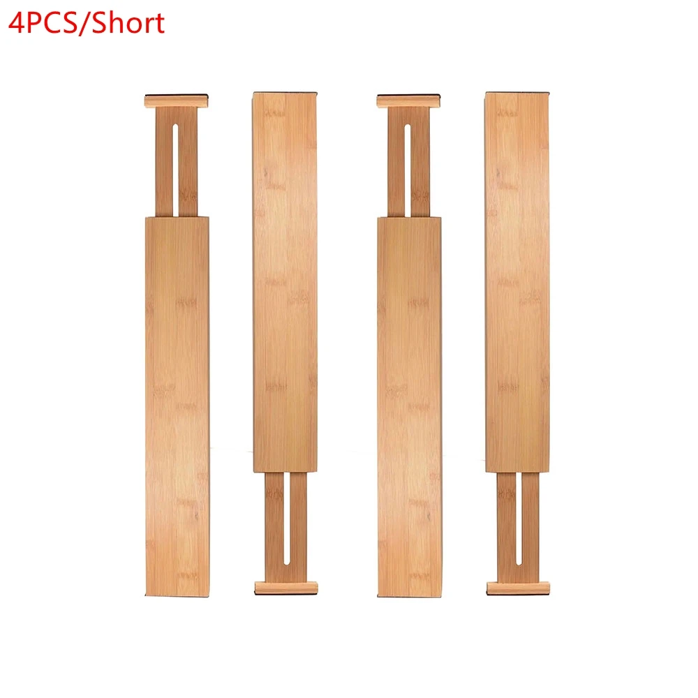 2/4PCS Bamboo Drawer Dividers Bedroom Kitchen Drawer Storage Adjustable Expandable Drawer Dividers For Cupboard Cabinet Wardrobe