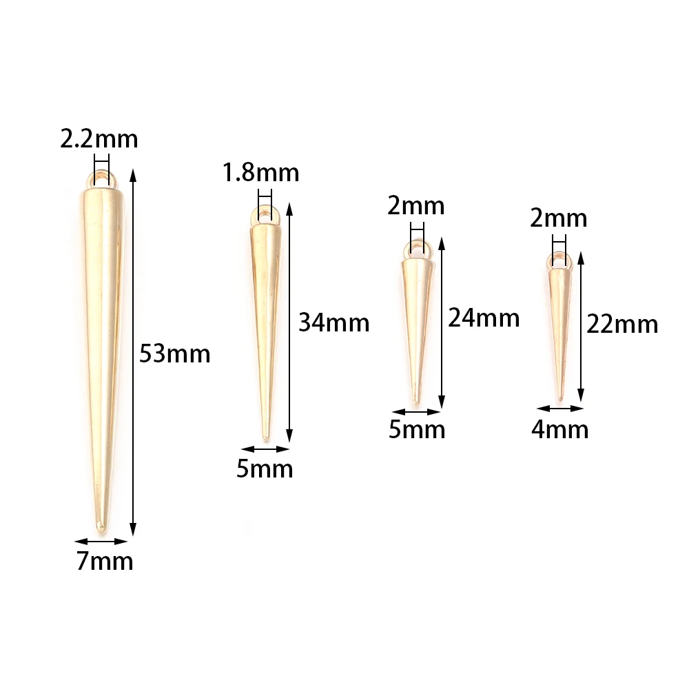 50-200pcs/lot CCB Plastic Cone Shape Charms Retro Spike Beads Pendant For Women Man Hoop Earrings DIY Jewelry Making Accessories view 2