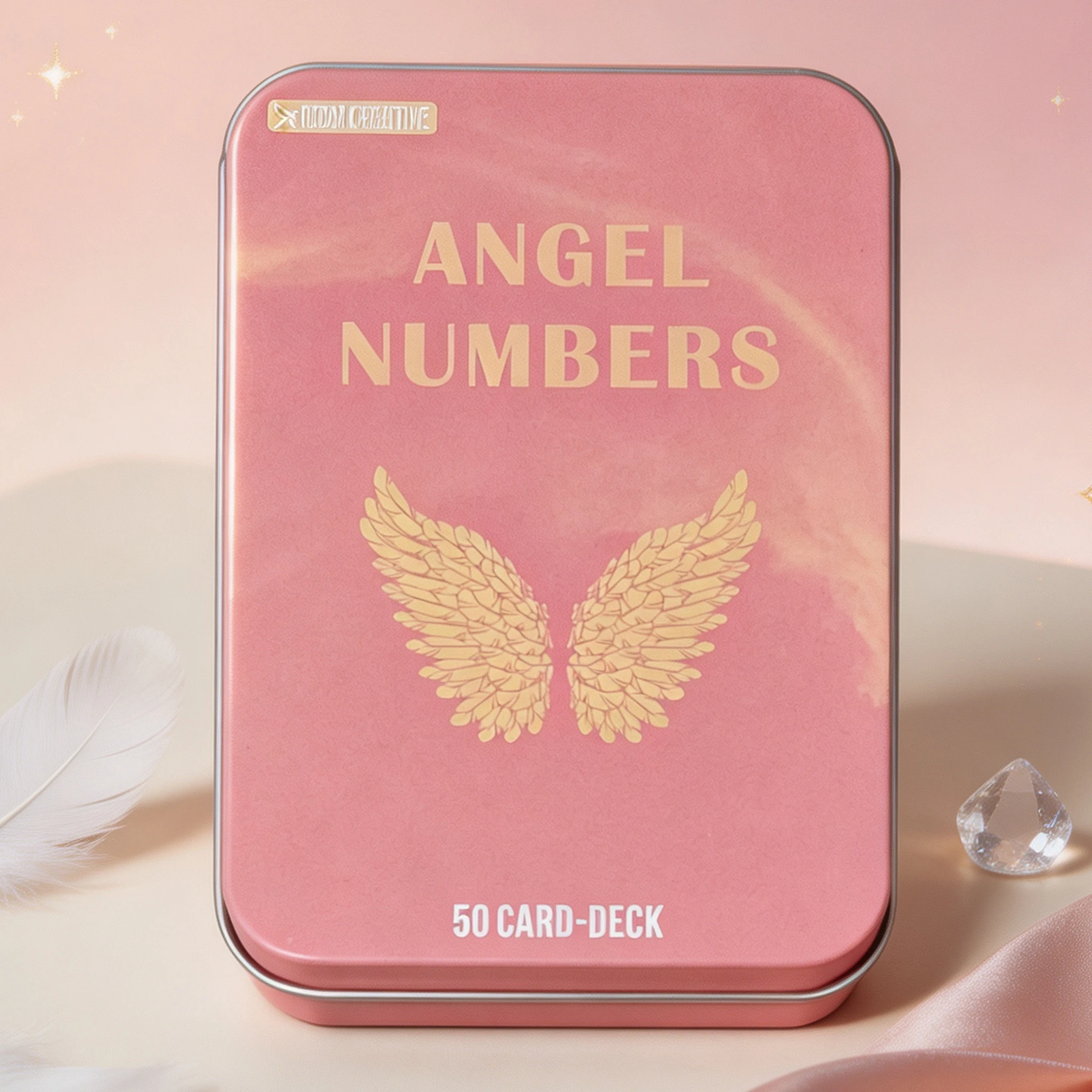 Angel Numbers Oracle, 50‑Card Deck in Tin Box & Guidebook, 11.5*8cm Spiritual Angel Number Affirmation Cards