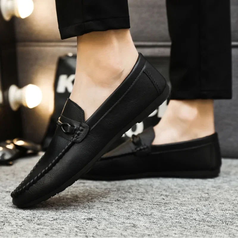 Pointed Toe Leather Casual Spring Autumn Men's Formal Shoes New 2024 Trend Footwear Official Office Business 39 Social Shoe Male image 2