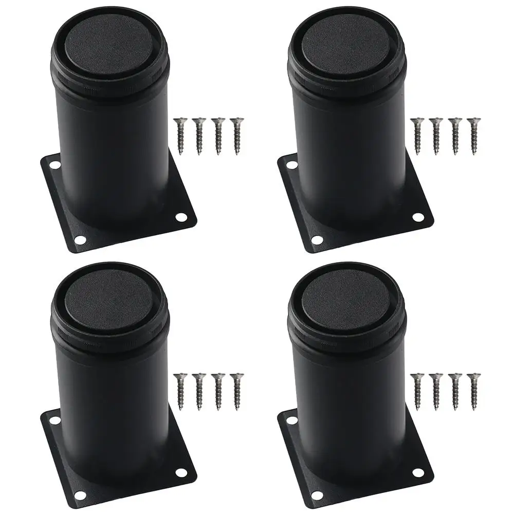 조정 가능한 4 인치 가구 다리 스테인레스 스틸 블랙 금속 캐비닛 다리 테이블 다리 확장기 소파