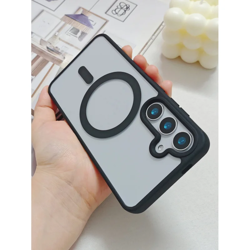 Color transparent magnetic phone case suitable For Samsung Galaxy S25 S26 S24 S23 Plus Ultra hard acrylic anti drop phone case