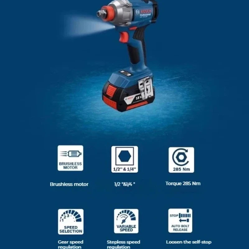 Professional BOSCH GDX 18V-285 Li-ion Impact Spanner Variable Speed Anti-vibration Grip Metal Assembly Hand Tool