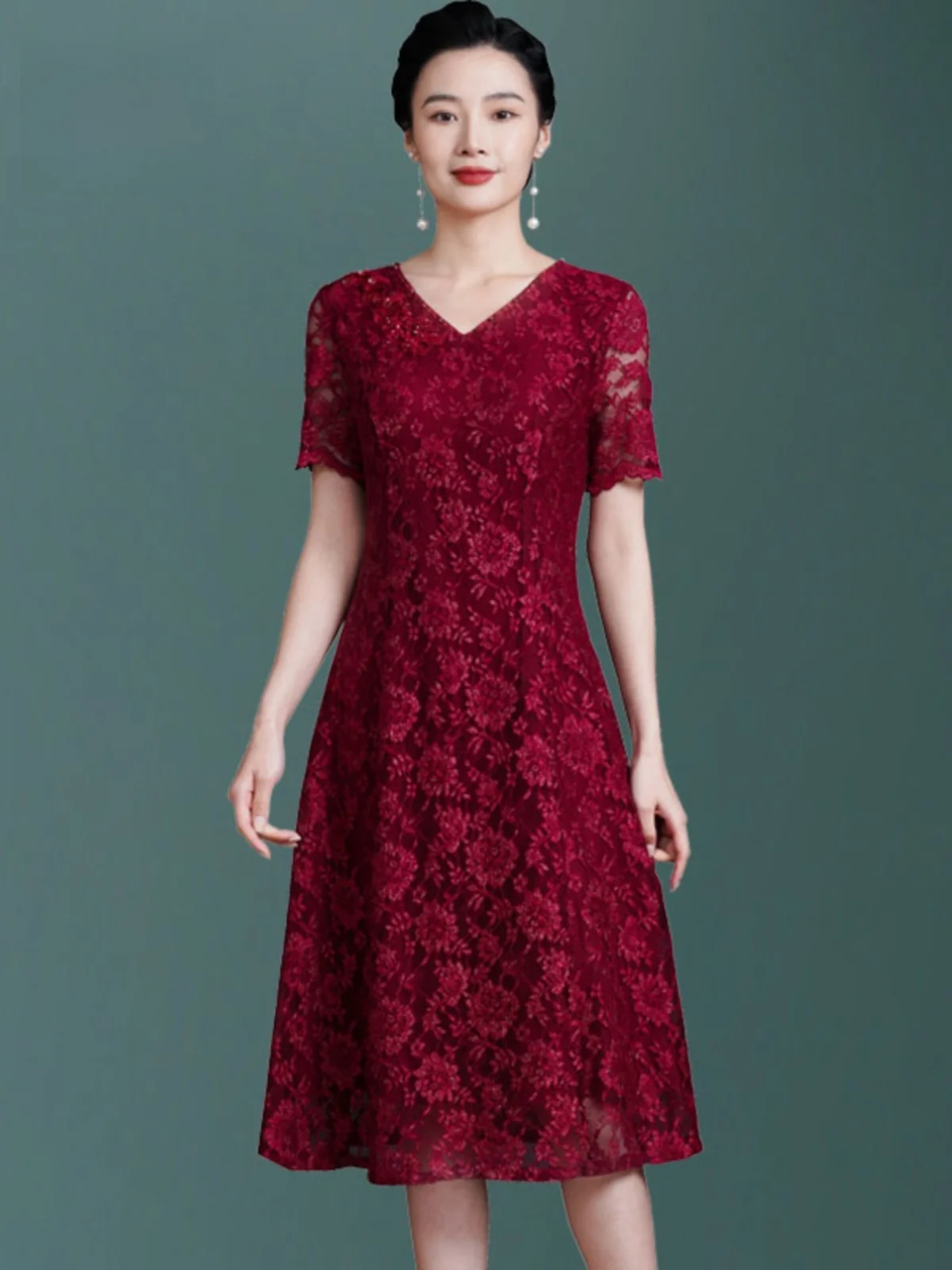 

Fashionable Lace Wedding Dress Younger Mother Wedding Clothes Large Size Elegant Mrs. Groom New 2026 Spring Summer Ladies Dress