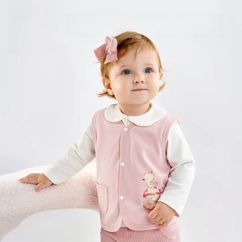 

Детский утепленный хлопковый жилет OUYUN без рукавов на кнопках, весенне-осенняя верхняя одежда