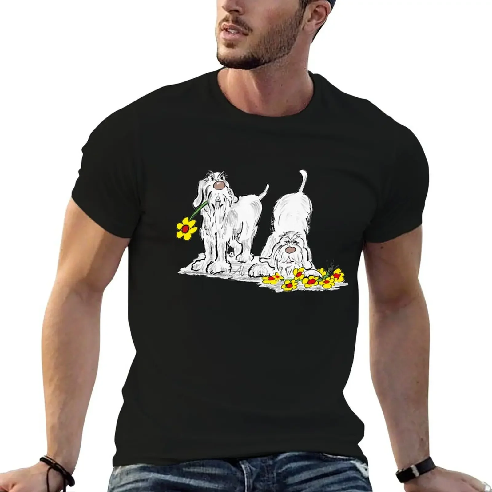 Dogs say it with flowers T-Shirt summer clothes vintage hippie clothes mens t shirt