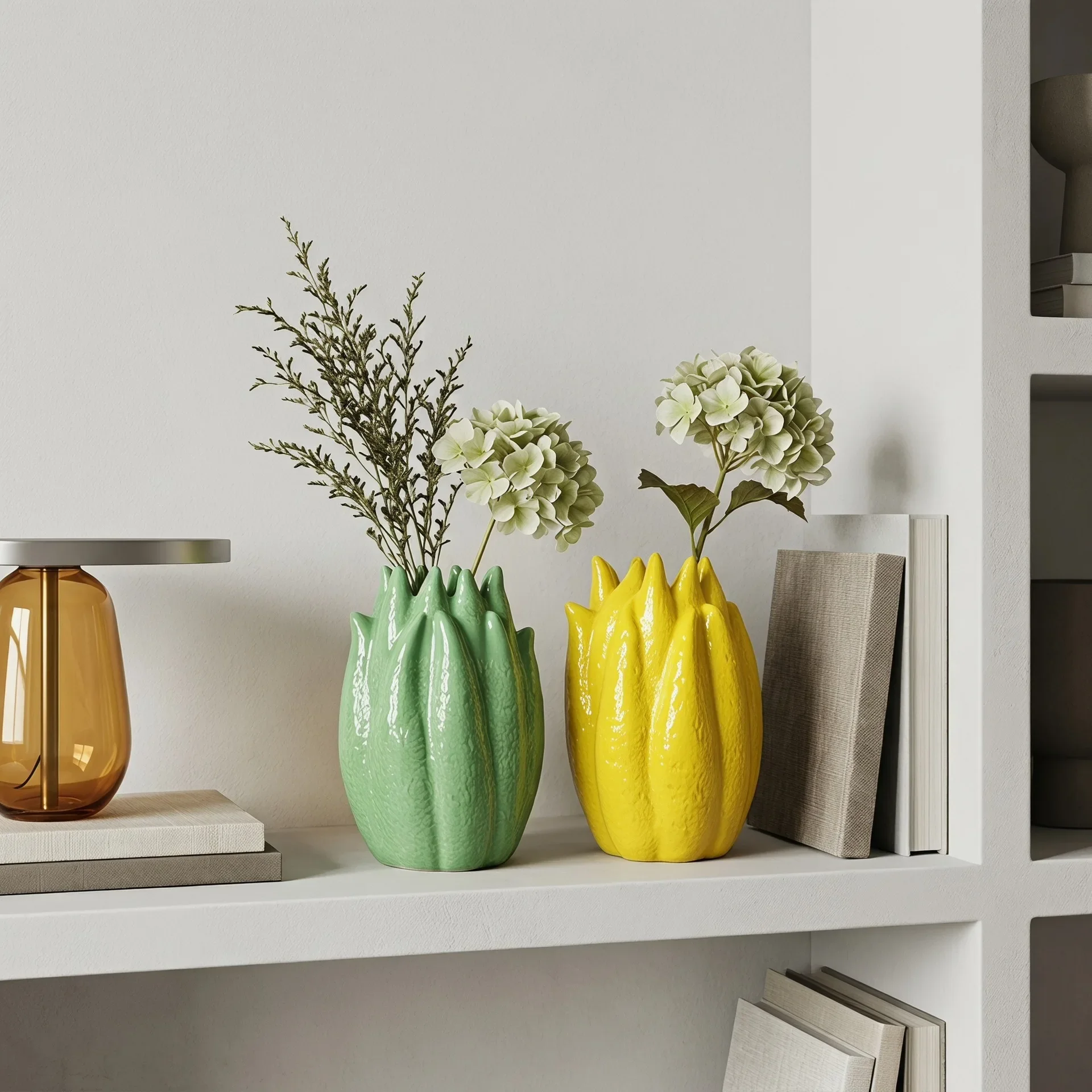 Creative Bergamot Simulated Fruits Ceramic Vase Glazed Texture Irregular Flower Vessel Ceramic Artifacts Floral Arrangement