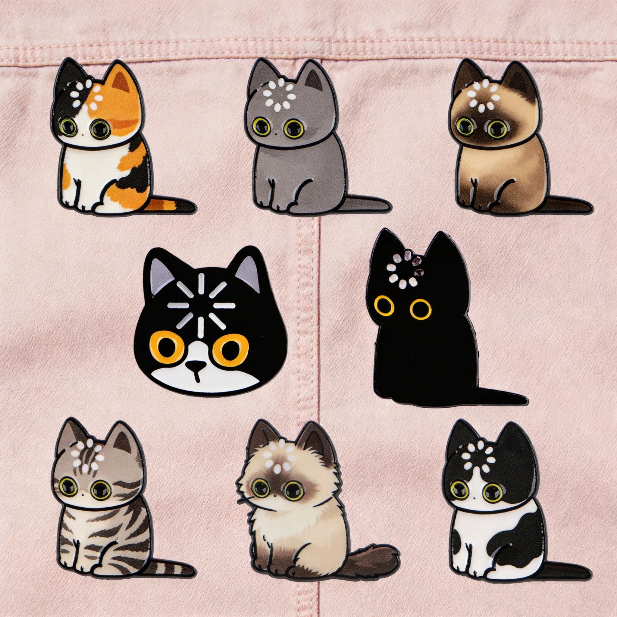 Pin de esmalte de gato negro con diseño de icono digital, broche de metal para mujer, insignia para cuello, regalo de joyería para amiga
