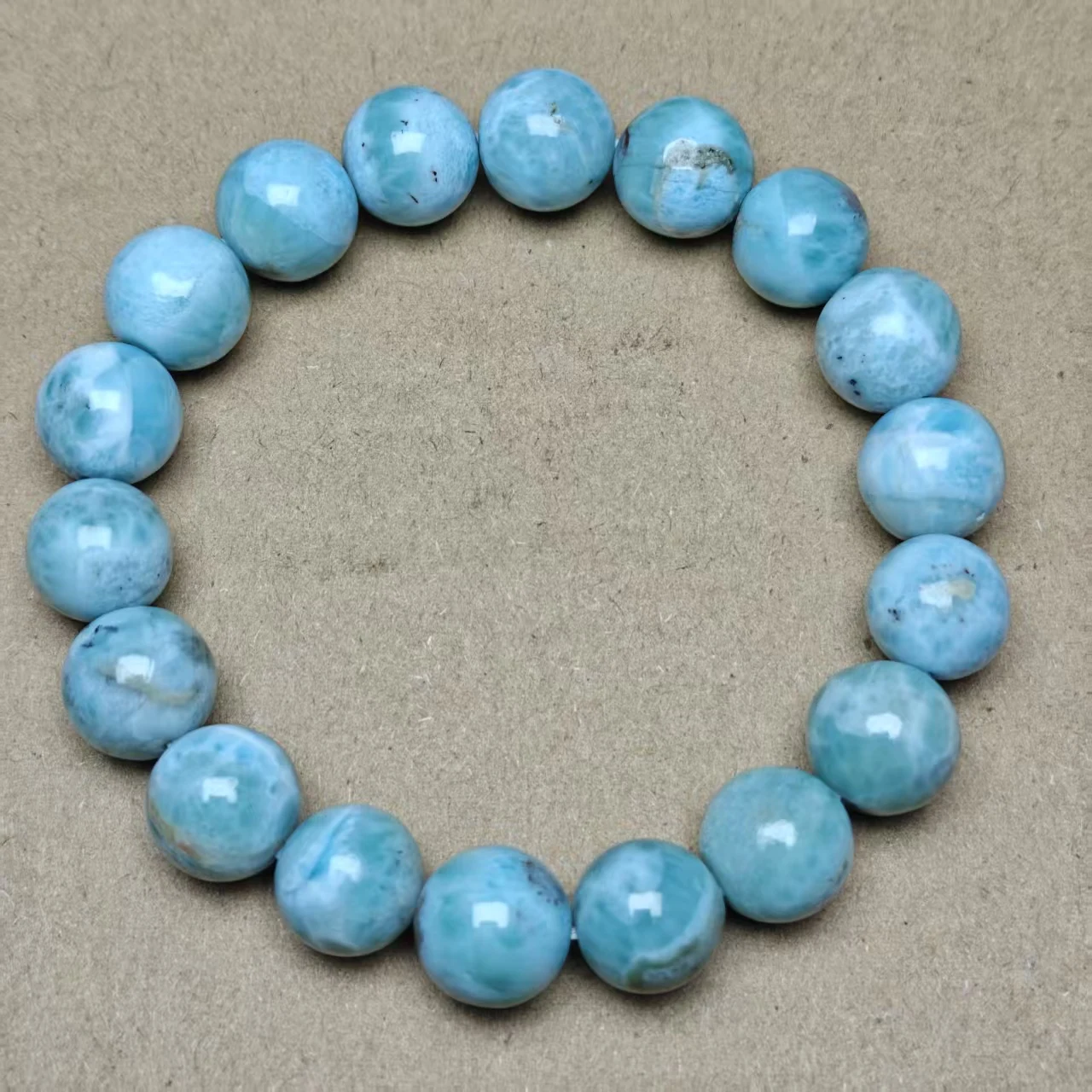 Xingyu Natürliche AA Larimar glatte runde lose Armbandperlen für Schmuckherstellung, Designarmband, elastisches Seil, handgemachter Schmuck – Detail 2