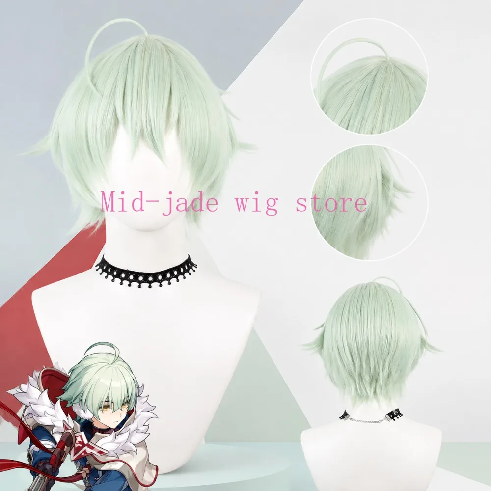 Genshin Impact Aroshia Mint Green Cosplay Wig Natural Scalp Version Soft Layered Hair Finish for Fantasy Character Dress Up