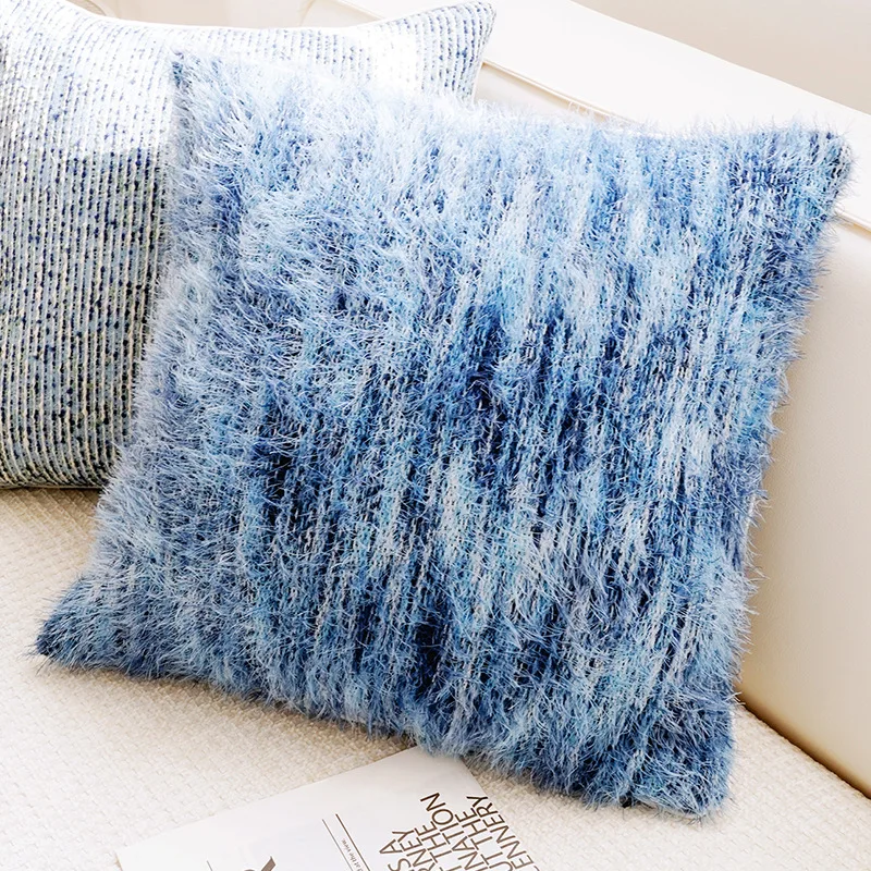 30X50/45X45CM Cream Blue Throw Pillow Cover Simple Frence Stamping Waist Cushion Cover Decor Home Decorative Pillowcase