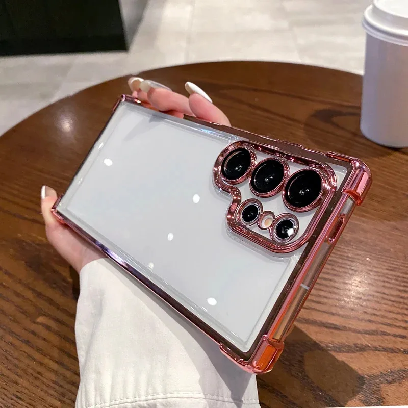 For Samsung Galaxy A54 5G A34 A24 4G 5G A14 A04 A04E F04 M04 Case Electroplated Four Corners Anti Drop Phone Cases Funda Coque