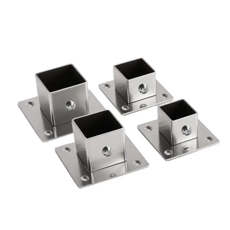 NEW 1/2 Sets Flange Base Stainless Steel Square Tube Connector Tube Outer Dia. 25/30/35mm Elbow Corner Joint Fence Rail Clamps