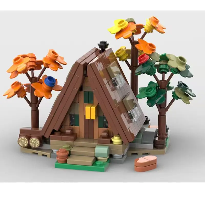 321pcs YcMoc Building Blocks Mini 21338 A-Type Cabin Winter Edition Model Tech Bricks Children's DIY Toy