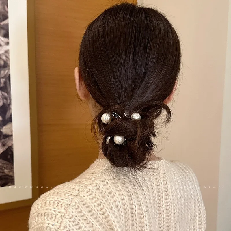 3/1 buah cincin karet telepon mutiara, cincin rambut mutiara sangat elastis tahan lama temperamen sederhana