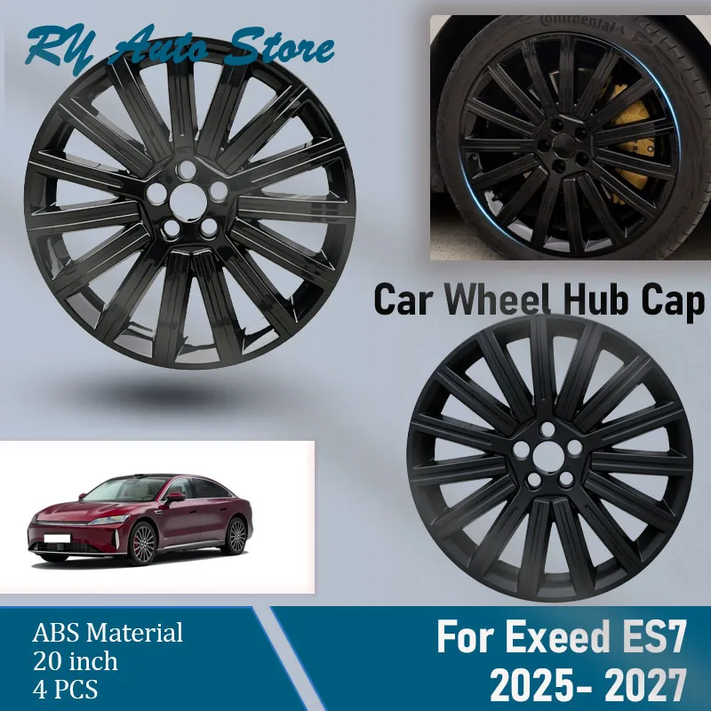 4PCS Car Wheel Hub Cap For Exeed ES7 Chery Fulwin A9L E01 2025-2027 20inch Black Decorative Wheel Tire Modification Guard Covers