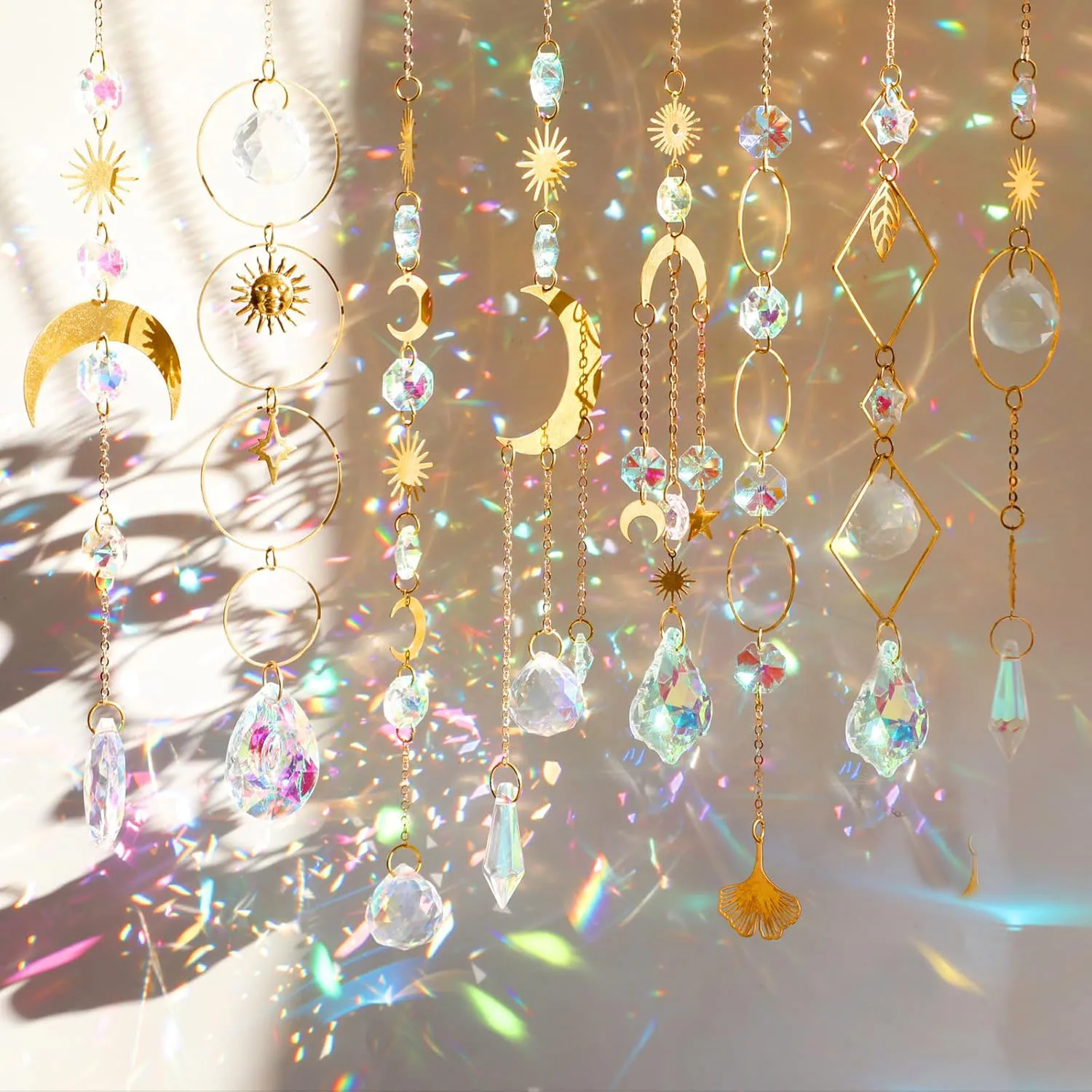 Crystal Suncatcher Hanging Sun Catcher with Chain Pendant Ornament Crystal Ball for Window Home Garden Christmas Day Party Decor