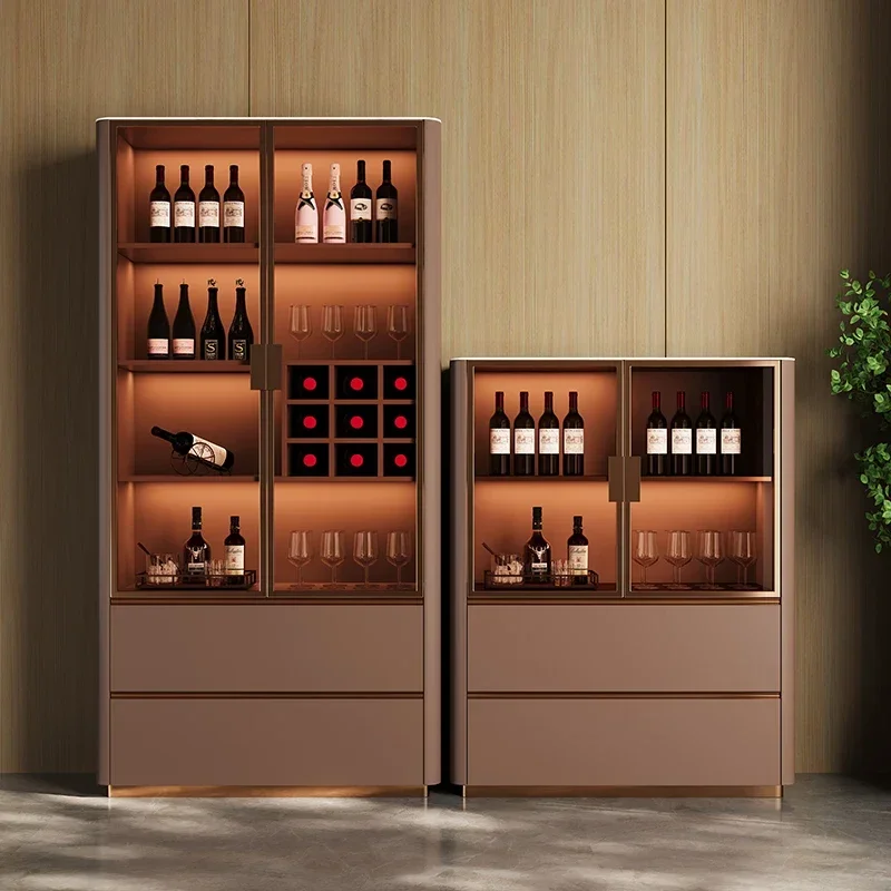 

Light luxury wine cabinet Simple modern household wall high-end display cabinet Small apartment glass cabinet Integrated wall