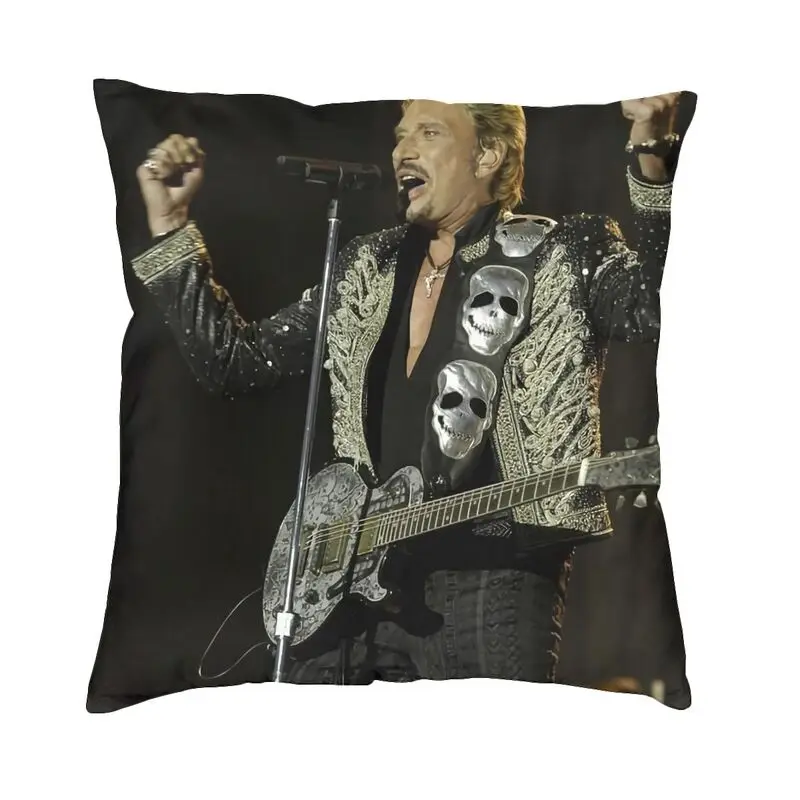 Johnny Hallyday French Singer Throw Pillow Case for Living Room Heavy Metal Rock Nordic Cushion Cover Velvet Pillowcase