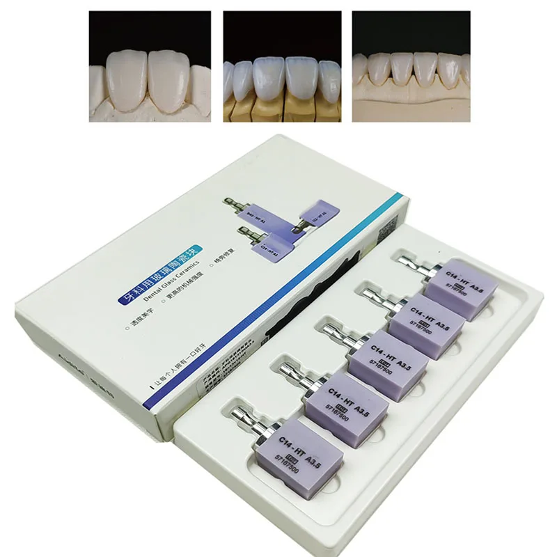 5Pcs/Box Dental Glass Ceramic Block C14 Ceramic Lithium Dislicate Block Cerec CAD CAM HT LT Blocks