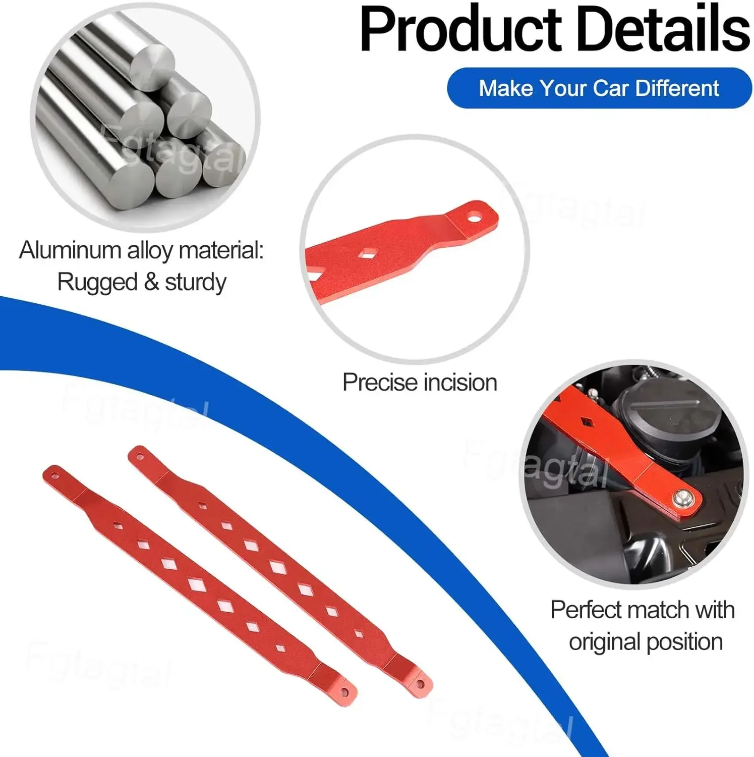Aluminum Alloy Car Engine Compartment Reinforced Diagonal Pull Rod Trim For Toyota GR Supra A90 2019-2026 Car Accessories