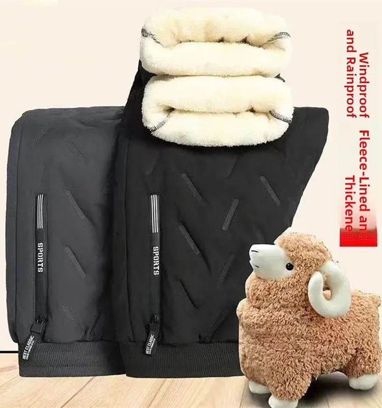 

Мужские бархатные зимние хлопковые брюки Thiened Lamb, непромокаемые повседневные зимние ботинки, одинаковые свободные молодежные брюки больших размеров