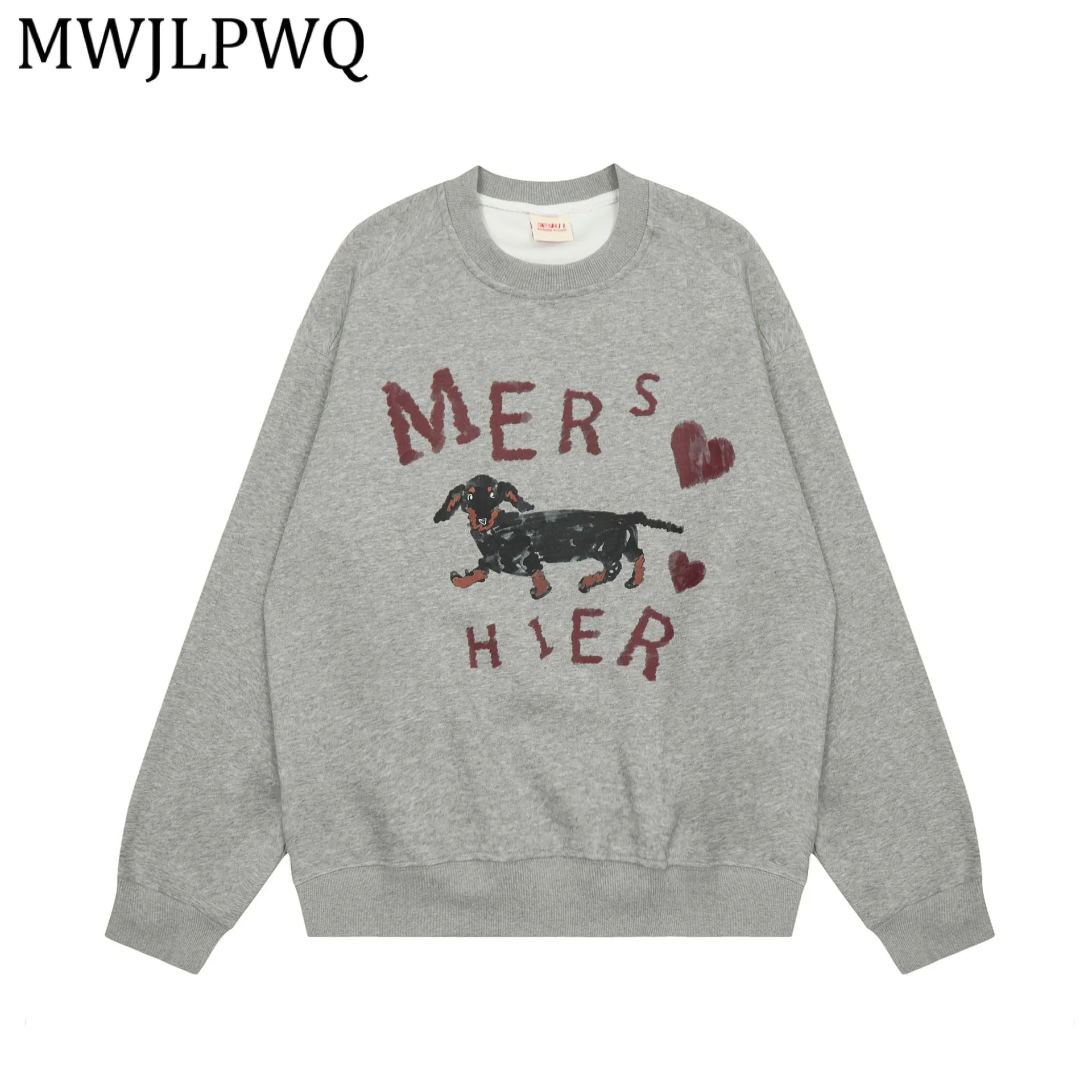 

Модный свитшот с граффити-принтом MWJLPWQ, мужской, осень-зима 2026, новый американский ретро-стиль, свободный крой, для пар, 13840