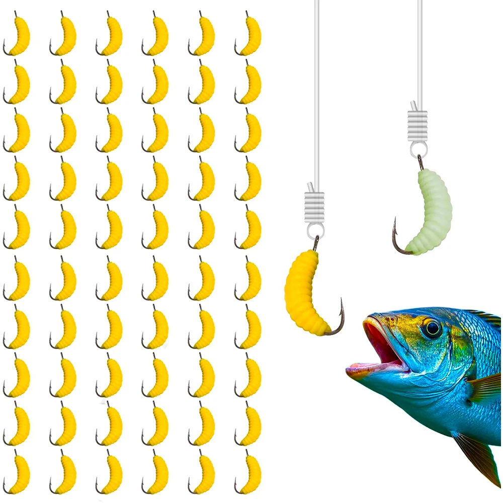 100/24/10 Stück weiche Würmer, Mehlwürmer, Maden, Köder, Angelköder, kleine Fischköder, Angeln, künstliche Köder, hakenlose Mehlwürmer – Detail 5