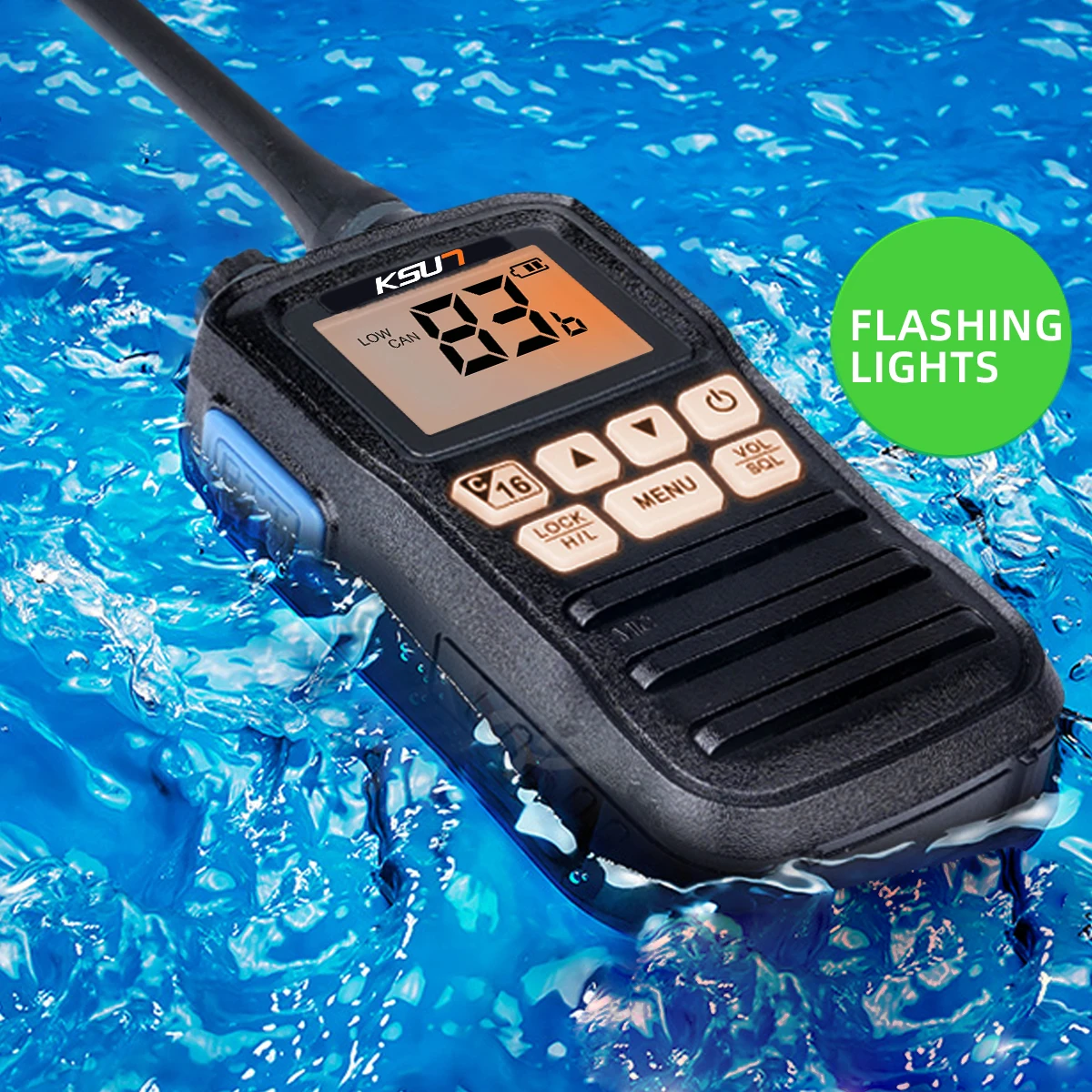 Marine Walkie Talkie VHF Boat Radio Floating Handheld Radio Waterproof IP-X7 Submersible 1W 3W Long-Range Communication KSUT P25