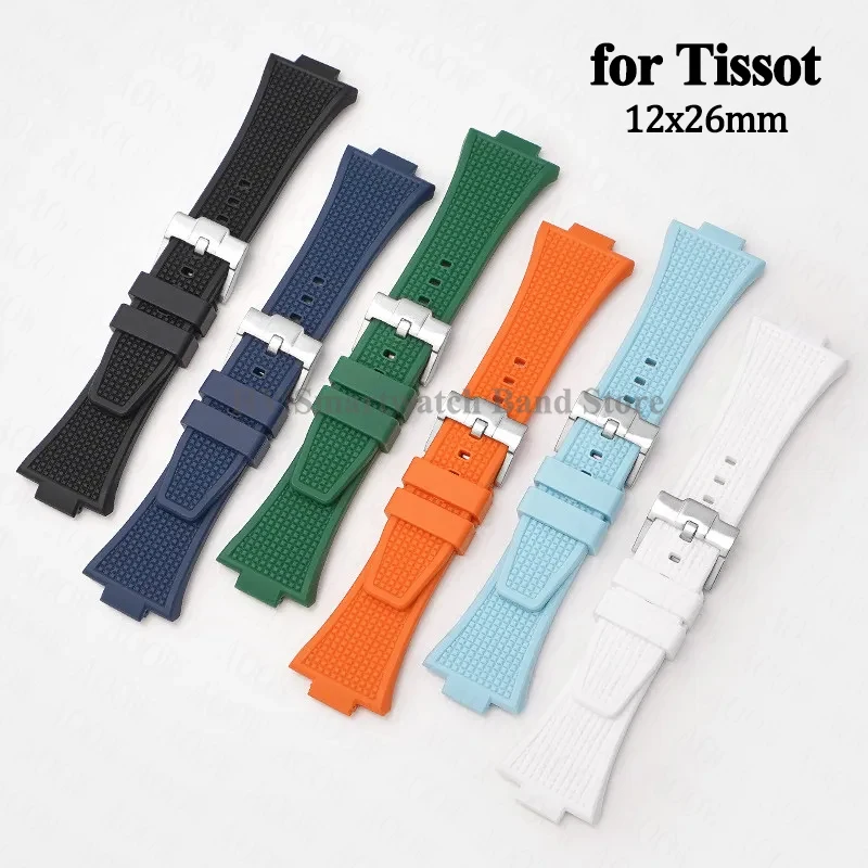 Rubber Strap for Tissot PRX Powermatic 12mm Stainless Buckle Men Soft Silicone Bracelet Sport Replace Quick Release Watch Band