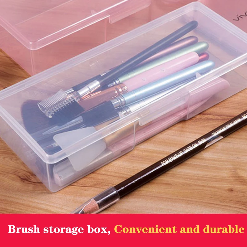 Rectangle Plastic Nail Storage Box, Recipiente para polimento, File Buffer, Ferramentas de maquiagem, Nail Drawing Pen, Brush Case