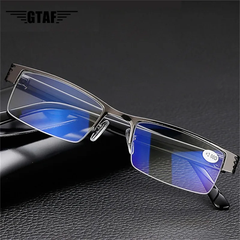 

2020Anti Blue Reading Glasses Black Half Frame Hyperopia Eyeglasses Men Women Eyewear +1.0+1.5+2.0+2.5+3.0+3.5+4.0 Diopter UV400