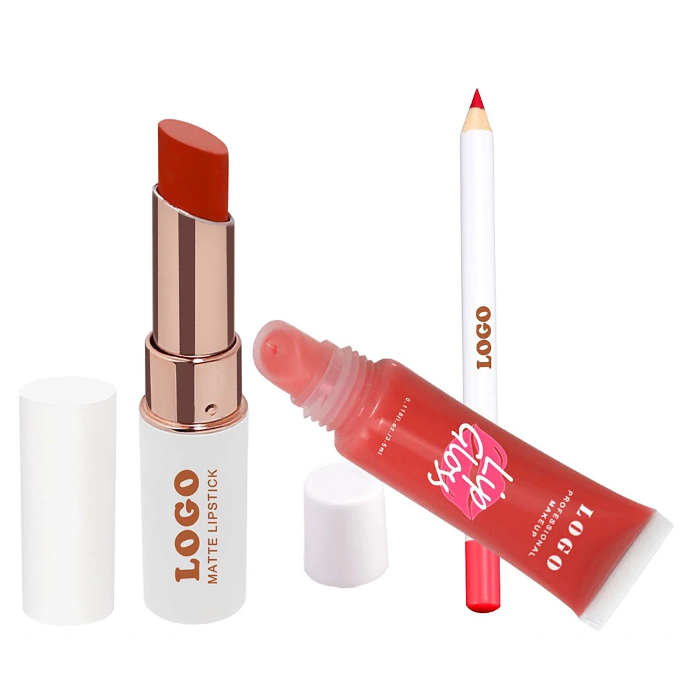 

3 in 1 Private Label Lipliner Matte Lipstick Lipgloss Lip Set Long Lasting Waterproof Moisturizer Non-stick Custom Logo Makeup