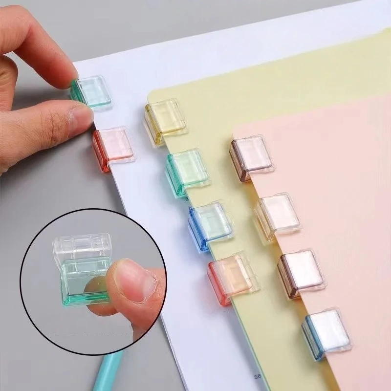 

Multipurpose Transparent Colorful Paper Clip Office File Binder Student Exam Test Paper Organizer Sliding Stapler Binding Clip