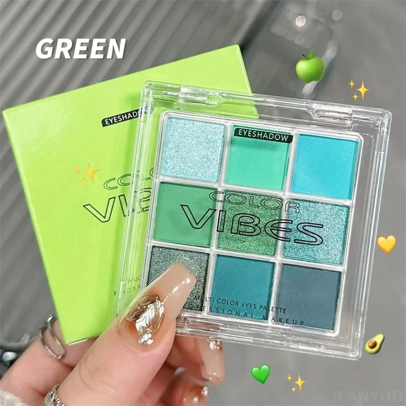 Shimmer Smokey Eyeshadow Pallete Lasting Waterproof Matte Eye Shadow Green Purple Blue Eyeshadow Party Festival Eye Pigments