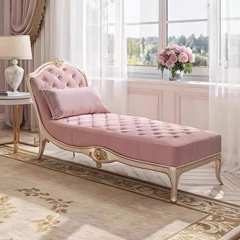 

French solid wood carving flower balcony princess chair designer