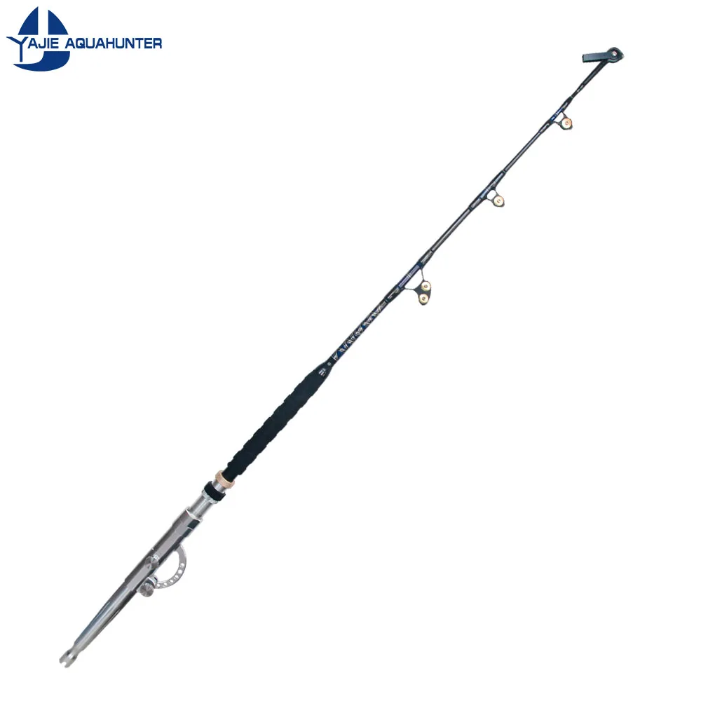 Black and Silver Aluminum Trolling Rod with Multi-Angle Adjustment and Straight Bent Metal Butt Handle for Fishing - view 5