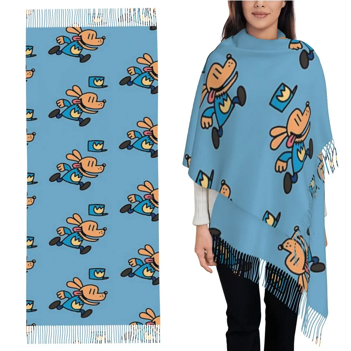 

Офицер Dog Man Running Fan Art Шарф Шарфы с кисточками для женщин Мягкие теплые шали и накидки Большая осенне-зимняя шаль