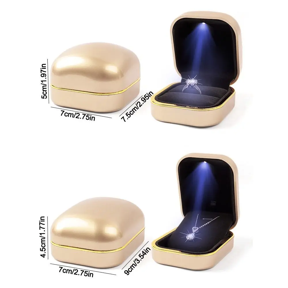 Матовая коробка для хранения ювелирных изделий со светодиодной подсветкой, серьги с круглым краем, витрина для колец, кулон, ожерелье, органайзер для предложения, сюрприз